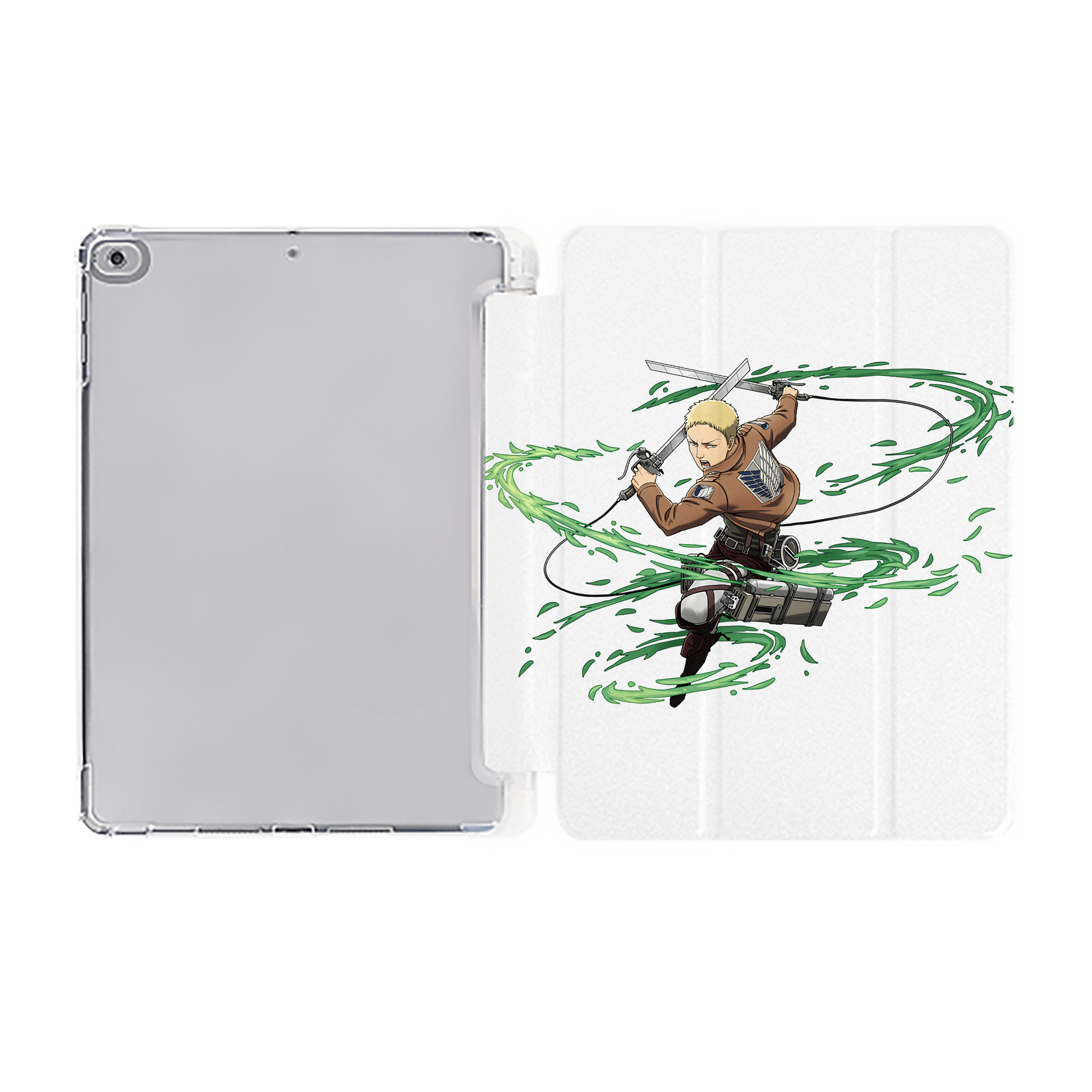 （画像用） 進撃の巨人 ライナー・ブラウン Attack on Titan Reiner Braun IPad ケース ペン収納付き 三つ折りスタンド PUレザー×シリコン 対応機種9.5/10.5/10.9インチ